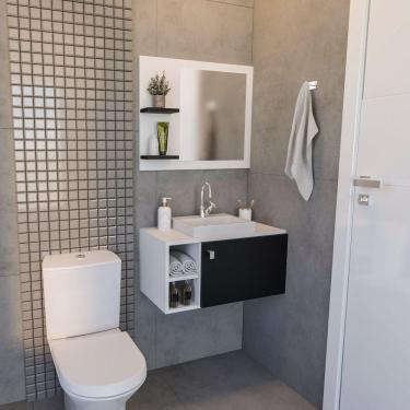 Imagem de Conjunto Gabinete E Espelho Suspenso Meu Canto 60 - Modelo 1 Preto