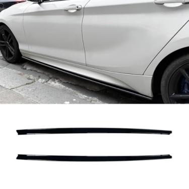 Imagem de Divisor de saia lateral de carro com extensão de spoiler labial compatível com 1 Series F20 F21 M Sport 2011-2019 MP estilo divisor de saia lateral do carro (preto brilhante)