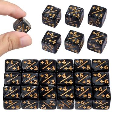 Imagem de Token Dice Counter, 24 Pcs 1/+1 MTG Counter Dice D6 Plus and Minus Black Dices Kit Acrylic Board Game MTG Accessories for M-TG CCG Card Gaming