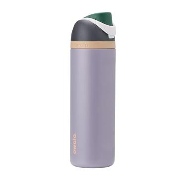 Imagem de Owala Garrafa de água de aço inoxidável isolada FreeSip com canudo para esportes e viagens, garrafa de água esportiva sem BPA, 680 g, cinza/cinza, Due North