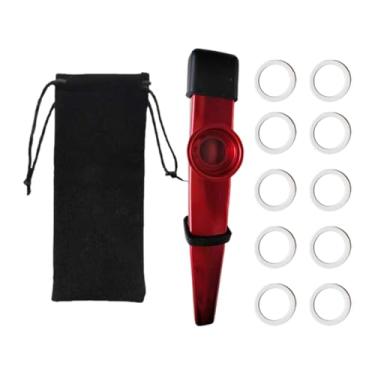 Imagem de Fenteer Flauta Kazoo Infantil Instrumento Musical com Armazenamento para Festas e Diafragmas para Flauta Kazoo para Amantes da Música de Festa, Vermelho