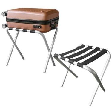Imagem de Kit 2 Suporte De Mala Alumínio Para Hotel Pousada Bagagem Maleiro Dobr