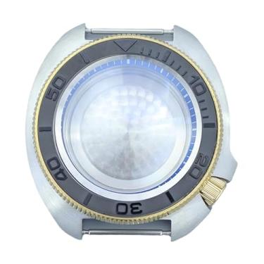 Imagem de FEIYASHI Caixa de relógio dourada PVD de vidro safira de luxo de 44 mm moldura de alumínio de aço inoxidável para peças de movimento NH35 NH34/36, NH35 NH34/36/38 Movimento + anel capítulo azul 12