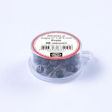 Imagem de ACC - Alfinete Mapa 1 Caixa Plástico 50 unidades Aço Cabplast Preto
