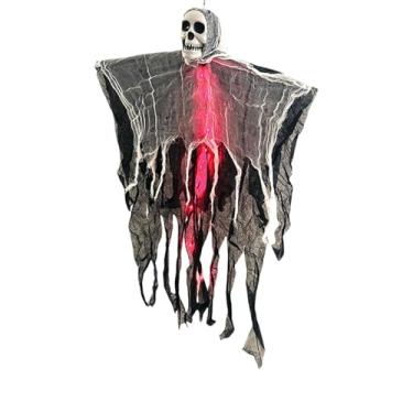 Imagem de Sclmgo Decoração de Esqueleto para Quintal com Iluminação para Casa Mal-assombrada, Iluminação Vermelha, Tamanho real