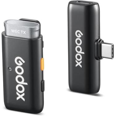Imagem de GODOX WEC Kit1 Microfone sem fio de 2,4 GHz com cancelamento de ruído, transmissão de 200 metros, sistema de microfone de lapela sem fio para câmeras DSLR/iPhone/Android