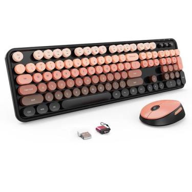 Imagem de Combinação de teclado e mouse sem fio Nowlike Retro Aurora Red