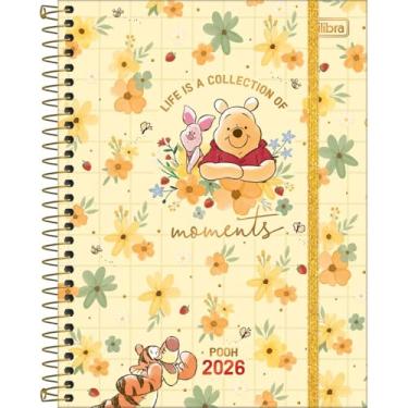 Imagem de Tilibra - Planner Espiral 17,7 x 24 cm Pooh 2026 - Amarela com Flores - Moments