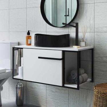 Imagem de Gabinete Para Banheiro Com Cuba Inclusa Berlin 80 cm - Placa e Ponto B