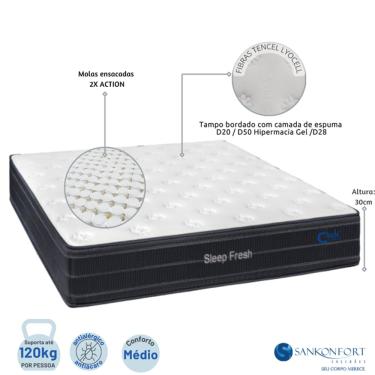 Imagem de Colchão Sankonfort Sleep Fresh Molas Ensacadas Queen 158x198x30