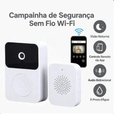 Imagem de Campainha Branca Wi-Fi com Câmera Externa, Áudio Vivo e Visitas ao Viv