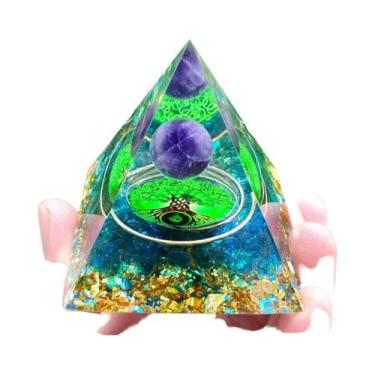 Imagem de Pirâmide De Orgônio De Ametista E Peridoto, Cristal De Cura Com Energi
