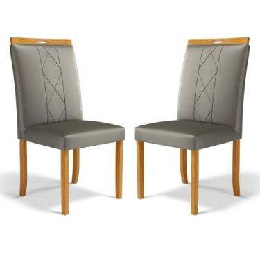 Imagem de Kit Com 2 Cadeiras Ana Madeira Maciça Estofadas Para Mesa De Jantar Ve
