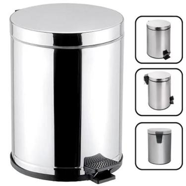 Imagem de Lixeira Inox Para Banheiro e Cozinha Com Pedal e Recepiente em Plástic