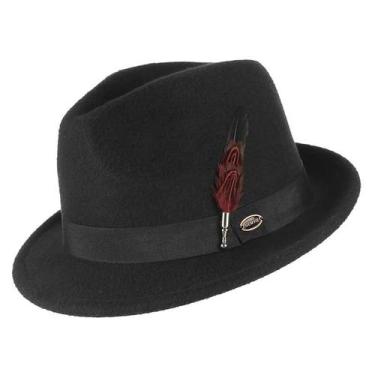 Imagem de Chapéus De Jazz Vintage Em Feltro Preto, Aba Curta, Estilo Trilby/fedo