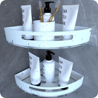 Imagem de Kit 2 Suportes Porta Shampoo Para Banheiro De Canto Branco - HomeFull