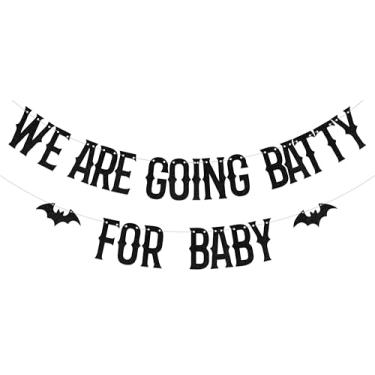 Imagem de We Are Going Batty for Baby Banner Halloween Decorações de chá de bebê preto