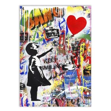 Imagem de Placa Decorativa Grafite Menina E Balao Arte De Rua Banksy Decoração Poster Quarto Sala