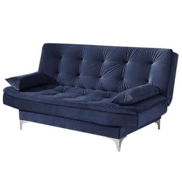 Imagem de Sofá Cama Agatha Casal 3 Lugares com Encosto Reclinável Cor Azul - Est