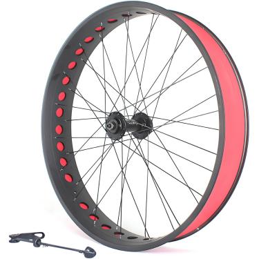 Imagem de 26in Fat Bike Roda Dianteira 4.0/4.9 '' Pneu Bicicleta De Neve Roda Traseira Liga De Alumínio Bicicleta De Praia Rodado Cubos De Freio A Disco Qr 135mm / 190mm 36h, Black, 26in Front