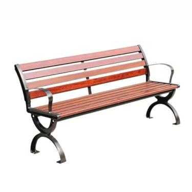 Imagem de ZzleoyuUUs-12 Banco de jardim ao ar livre marrom claro alumínio lazer encosto ao ar livre banco parque 1,2/1,5/1,8 metro banco de pátio (grande)