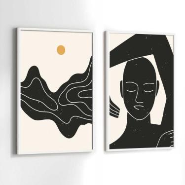 Imagem de Conjunto Quadros Decorativos com Moldura Arte Abstrata Minimalista Kit