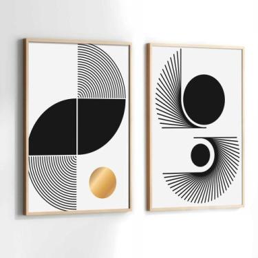 Imagem de Conjunto Quadros Decorativos com Moldura Geometrico Preto Branco Amare