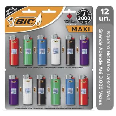 Imagem de Isqueiro Bic Maxxi Grande Descartável Cartela C/ 12 Unidades