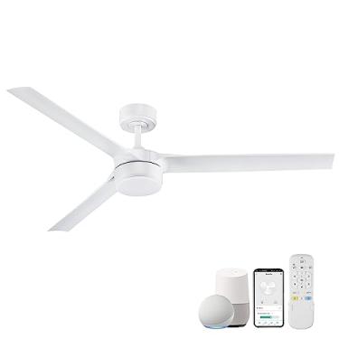 Imagem de cumilo Ventiladores de teto inteligentes de 152 cm com luz e controle remoto, 6 velocidades, motor CC silencioso, regulável em 3 cores, ventiladores de teto modernos para ambientes internos e externos