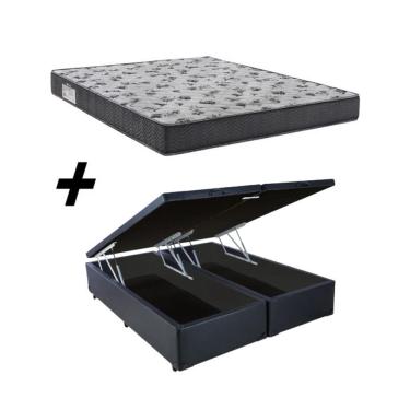 Imagem de Cama Box Baú Casal Bipartido Cinza Colchão ISO 100 D33 - Ortobom