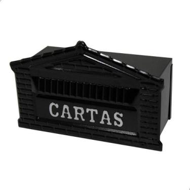 Imagem de Caixa De Correio Tijolinho Popular 12x25 Para Muro Preta com cinza - N