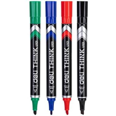 Imagem de Pincel Marcador, Deli, Permanente, Ponta Chanfrada, 4 Cores