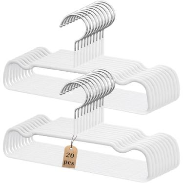 Imagem de Cabides de borracha antiderrapantes, pacote com 20 cabides finos e finos para economizar espaço, organizador de roupas para armário sem ferrugem para calças e gravatas, 34 cm