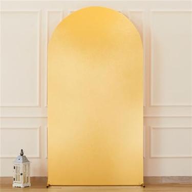 Imagem de Capa de fundo de arco de topo redondo, capas de suporte de arco de dupla face para decoração de festa de aniversário de chá de bebê e banquete (ouro, 1,8 m)