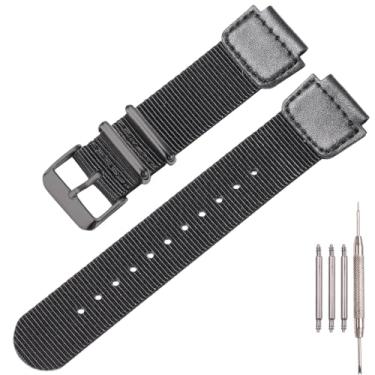 Imagem de Pulseira de nylon militar compatível com Casio AE1200WH AQ-S810W SGW-300H 400 500 pulseira de relógio masculina de substituição (fivela preta preta)