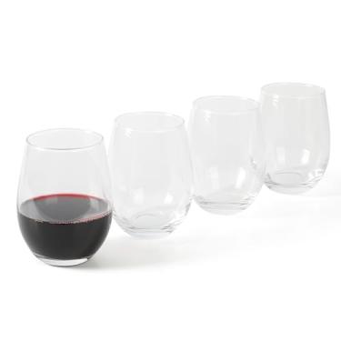 Imagem de Martha Stewart Conjunto de 4 taças de vinho multiusos Farrow sem haste grande de 510 g para vinho tinto ou branco