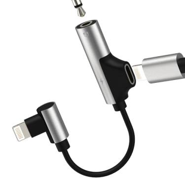 Imagem de Adaptador auxiliar de iPhone para Apple 14 e 13, dongle (2 em 1) Lightning de áudio para carregador de 3,5 mm, divisor de cabo, conector de carro com fio para adaptador de iPad, conversor de fone de