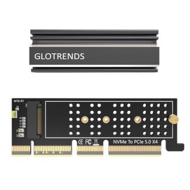 Imagem de GLOTRENDS PA19-1U M.2 NVMe to PCIe 5.0 X4 Adapter Without Bracket for 1U PC Server Installation, Aluminum Heatsink Cover