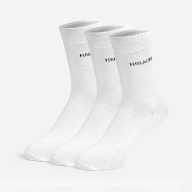 Imagem de Kit 3 Meias Ferracini Sport Basic - Masculina, Branco
