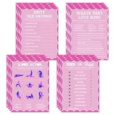 Imagem de Conjunto de jogo de chá de panela rosa, quatro jogos de casamento divertidos com folhas de respostas e acessórios de atividades a lápis, perfeito para lembrancinhas de festa de despedida de solteira