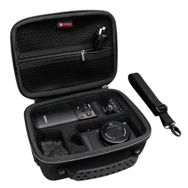 Imagem de XANAD Estojo de viagem para Sony ZV-1F / ZV-1 / ZV-1 II com kit de acessórios Vlogger tripé (GP-VPT2 BT) e microfone, com alça de ombro, bolso de malha para carregador de bateria USB (preto)