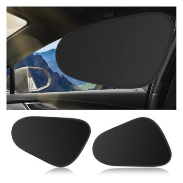 Imagem de 2 peças de persianas dianteiras de janela de carro para janela lateral, 18,9 x 13,86 persiana de janela de carro para bebês em carros com design de aderência estática para bloquear a luz solar, sombra