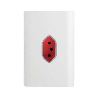 Imagem de Tomada 2p+t Vertical De 20 Ampères Vermelha Da Linha Novara - 1200-46 - Dicompel