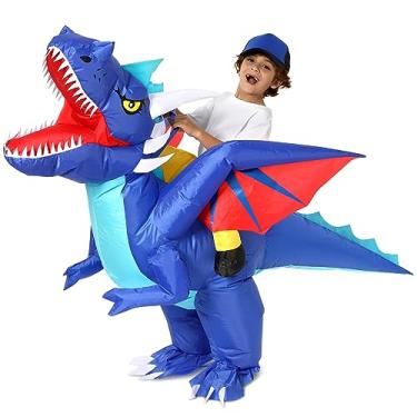 Imagem de Ozyalo Inflatable Dinosaur Costume for Kids, Halloween Blow Up Dragon Costume for Boys Girls, Funny Ride On Dinosaur Costume 2-3 Years