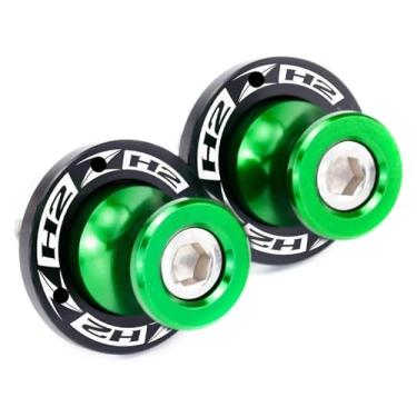 Imagem de 2 peças de acessórios de motocicleta M8 parafusos de suporte deslizante de carretel de braço oscilante compatíveis com ZH2 Z H2 Zh2 2019-2020 -2022 (verde)