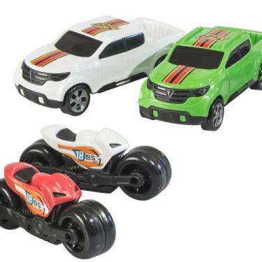 Imagem de Kit 02 Carrinho e 02 Motos Street - No Conjunto 02 Carrinhos e 02 Motos - Carro Moto Carrinho Motinhas - Caminhao Aventura Sobre Rodas Carro - PANAMI