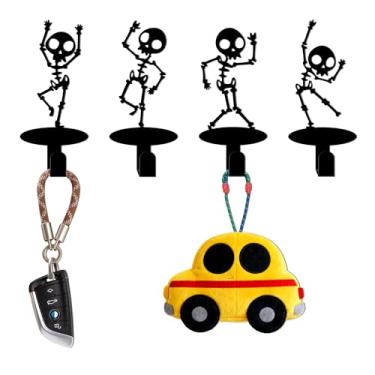 Imagem de Xedatric Decoração gótica de esqueleto de Halloween – Conjunto de 4 paredes em forma de caveira para decoração assustadora de Halloween e decoração de quarto de menino adolescente