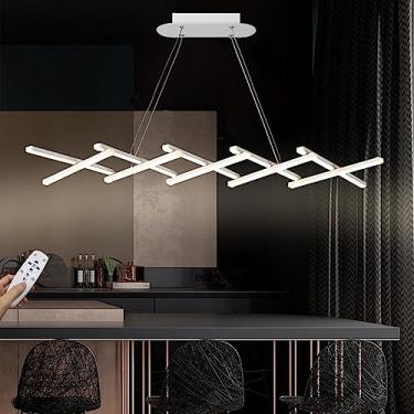 Imagem de Luminária pendente LED moderna, retrátil, para mesa de jantar, luminária suspensa, regulável, com controle remoto, altura ajustável, para escritório, cozinha, sala de jantar, sala de estar,