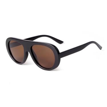 Imagem de Óculos de sol retrô com armação plana e casco de tartaruga, feminino e masculino, vintage, azul (11)