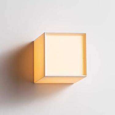 Imagem de Luminária de parede Wabi Sabi Art Wall Sconce Iluminação Quadrada Interna Com Fio Lateral Luminária de Parede Estilo Japonês Retro Café Corredor Luminária de Parede, E27 Elegante Branco/Linh